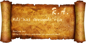 Rákai Annamária névjegykártya